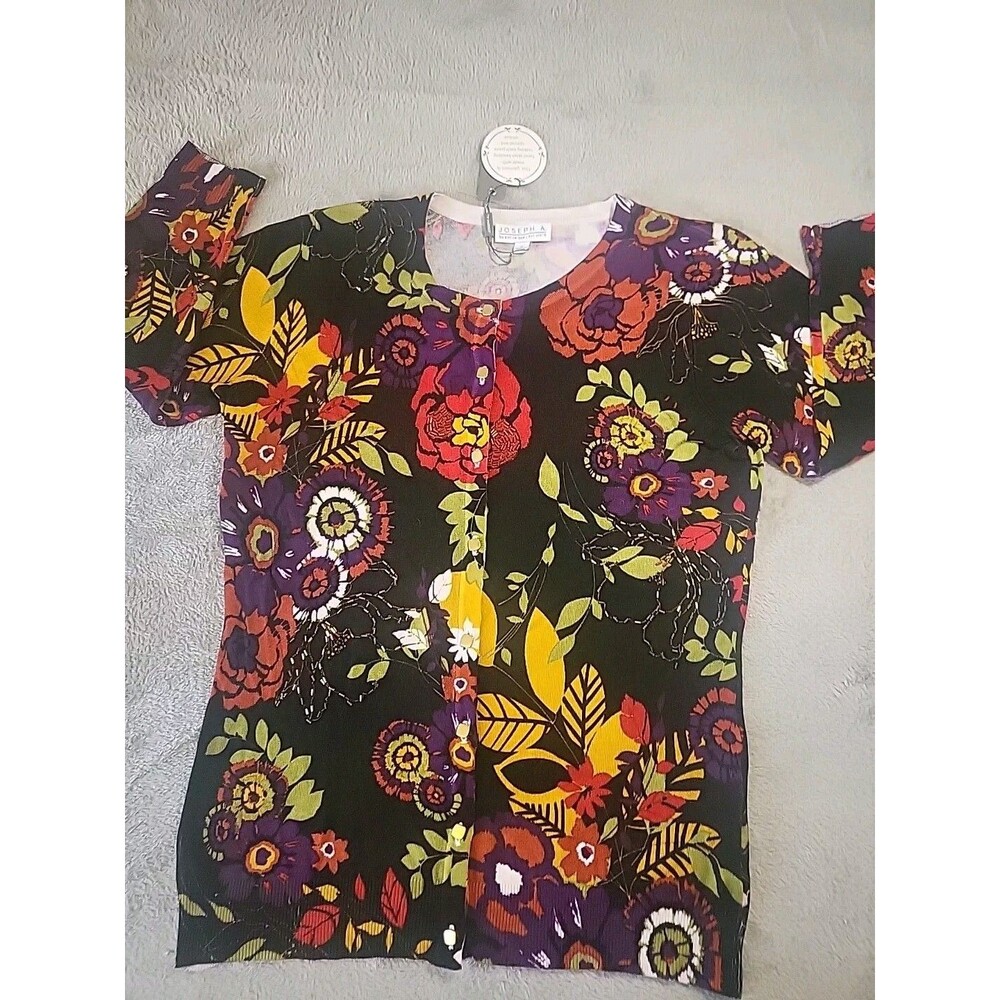 Joseph A  Cardigan Small Colorful Beaded Floral  Boho Cottage Core - Picture 2 of 7